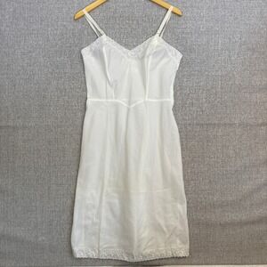 Barbizon Ariel Slip‎ Dress Lace Trim Vintage Lingerie White Tafredda Sz 14 Midi